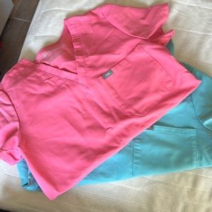 NEON blue and pink Catarina Scrub Tops